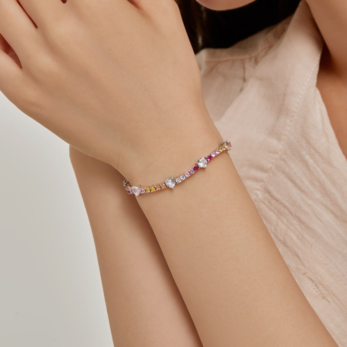 [Polaidi Jewelry]Romantic Heart Shape Round Cut Lover Bracelet