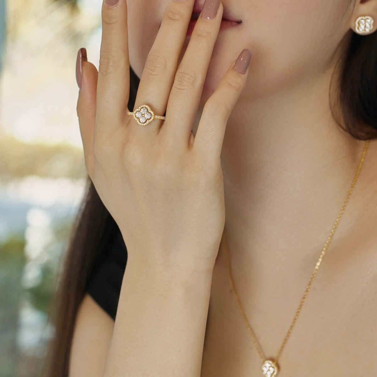 [Polaidi Jewelry]Four Leaf Clover Flower Design Ring