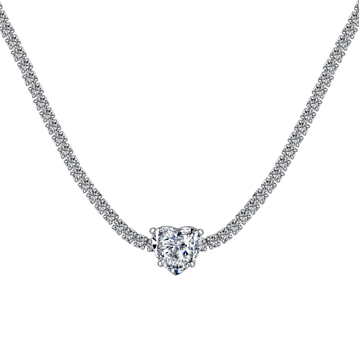 [Polaidi Jewelry]2.0 Carat Sparkling Tennis Heart Cut Necklace