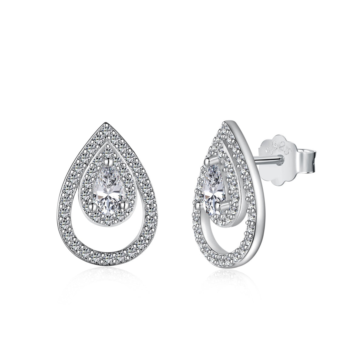 [Polaidi Jewelry]Sparkling Delicate Water Drop Shape Daily Earrings