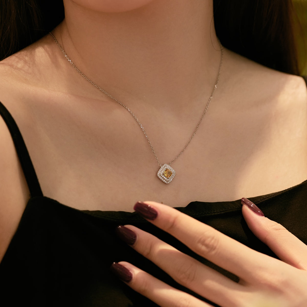 [Polaidi Jewelry]Sparkling Asscher Cut Necklace