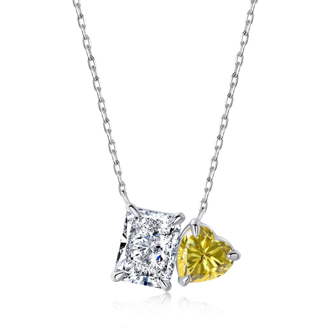 [Polaidi Jewelry]Dazzling Square & Heart Shape Necklace