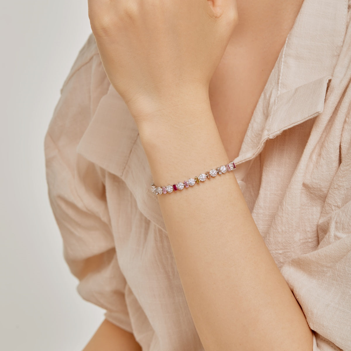 [Polaidi Jewelry]Radiant Colorful Round Shape Daily Bracelet