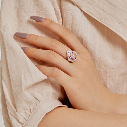 [Polaidi Jewelry]Elegant Colorful Water Drop Shape Banquet Ring