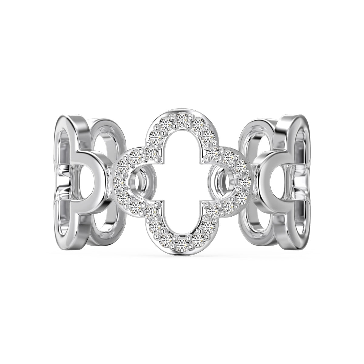 [Polaidi Jewelry]Hollow Design Four-Leaf Clover Flower Shape Ring
