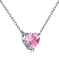 [Polaidi Jewelry ]Heart Shape Main Stone Pendant Collarbone Necklace