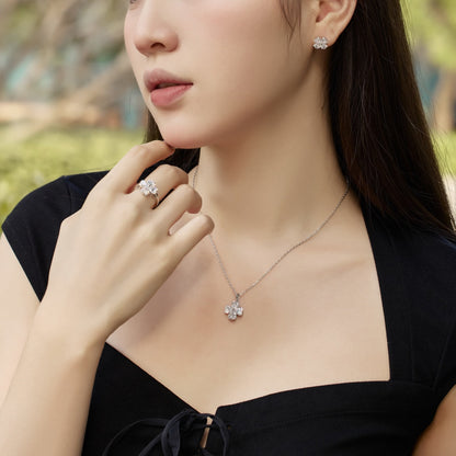 [Polaidi Jewelry]Heart-shaped Four-Leaf Clover Ball Ring