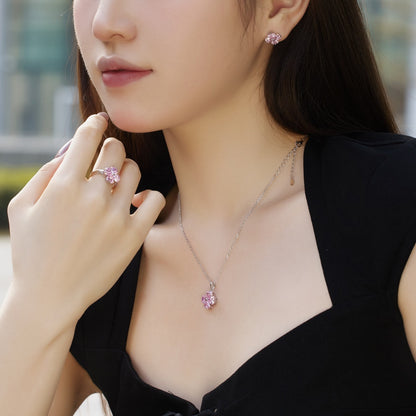 [Polaidi Jewelry]Heart-Shaped Four-Leaf Clover Bead Necklace