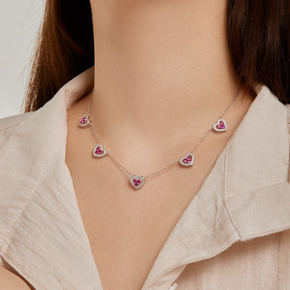 [Polaidi Jewelry]Sparkling Five Heart Necklace