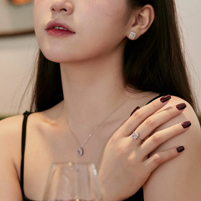 [Polaidi Jewelry]1.0 Carat Luxurious Dainty Emerald Cut Daily Earrings