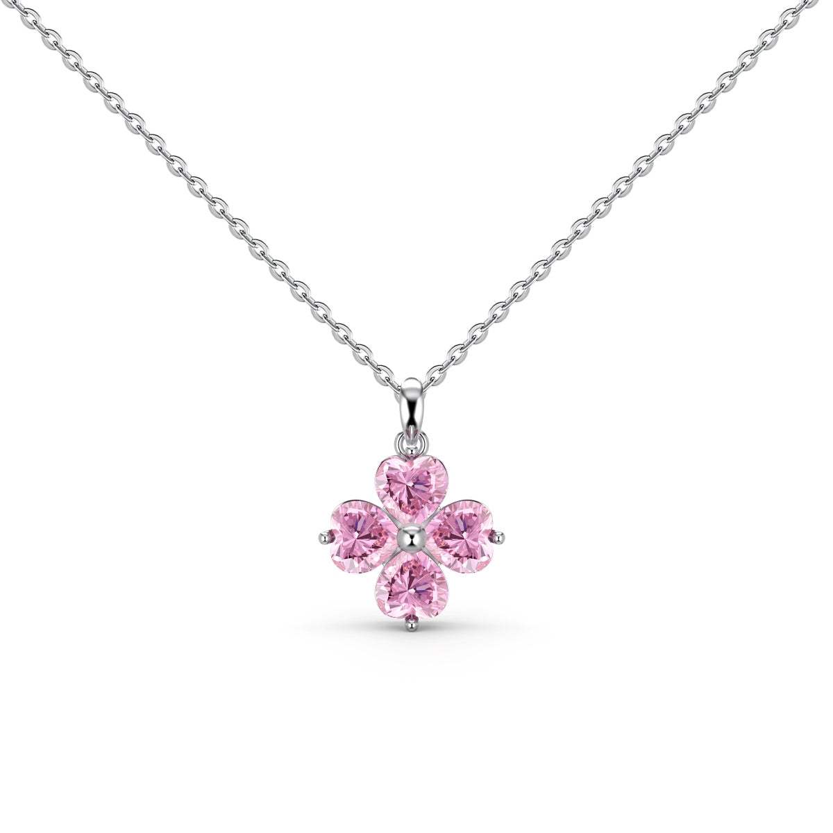 [Polaidi Jewelry]Heart-Shaped Four-Leaf Clover Bead Necklace