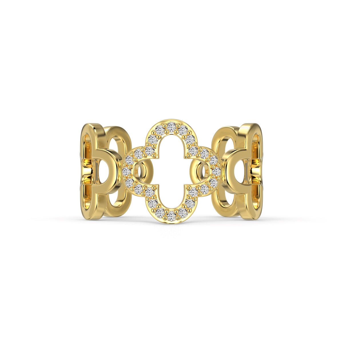 [Polaidi Jewelry]Hollow Design Four-Leaf Clover Flower Shape Ring