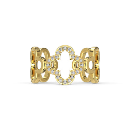 [Polaidi Jewelry]Hollow Design Four-Leaf Clover Flower Shape Ring