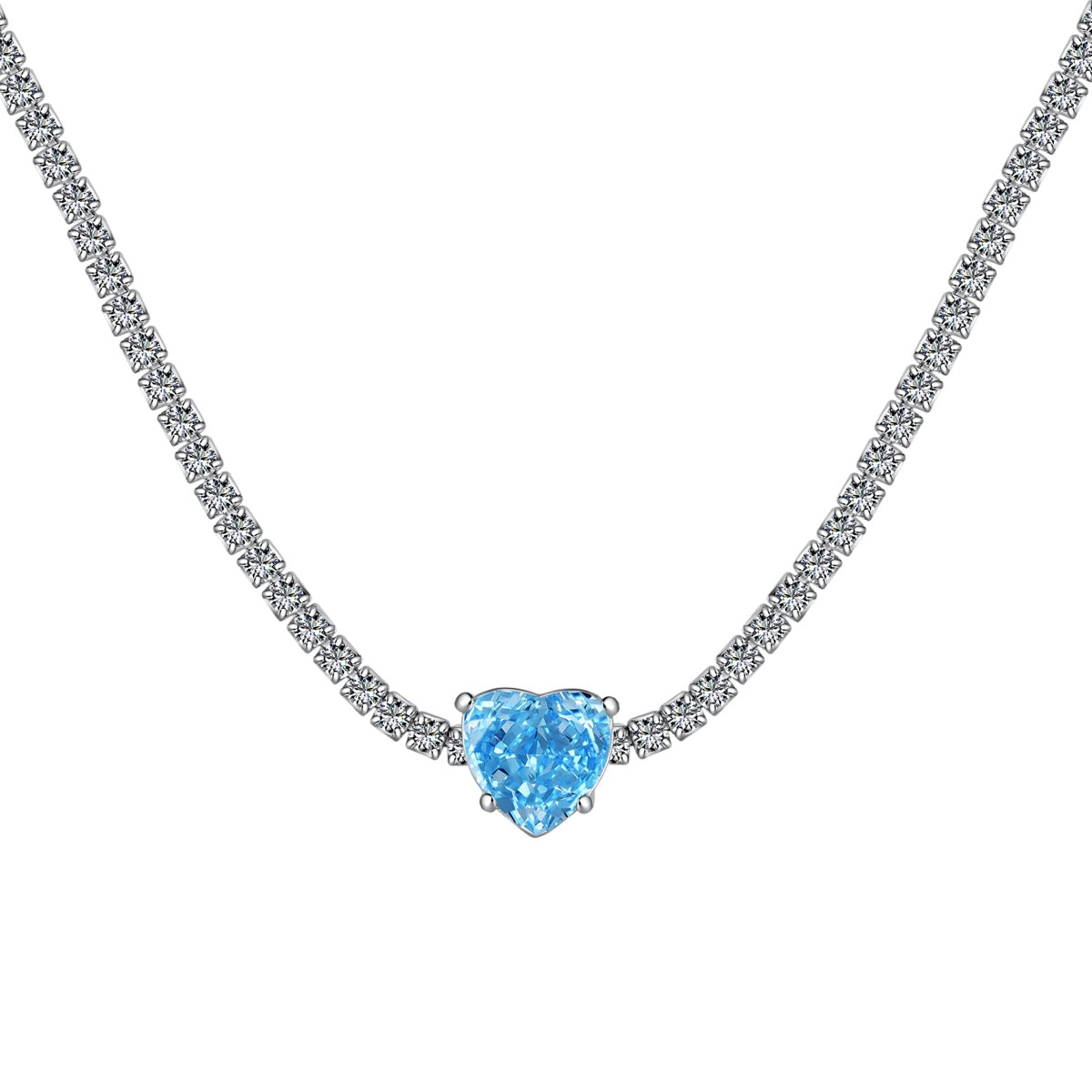 [Polaidi Jewelry]2.0 Carat Sparkling Tennis Heart Cut Necklace