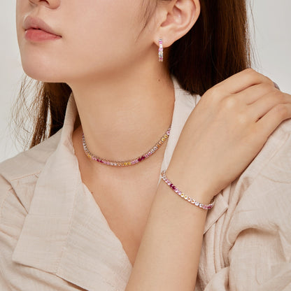 [Polaidi Jewelry]Luxurious Colorful Romantic Heart Shape Lover Bracelet