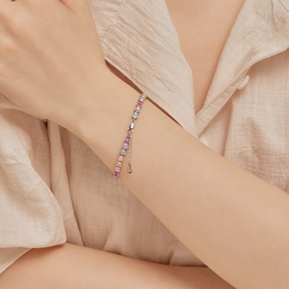 [Polaidi Jewelry]Delicate Colorful Emerald Cut Party Bracelet