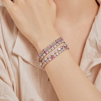 [Polaidi Jewelry]Delicate Colorful Emerald Cut Daily Bracelet