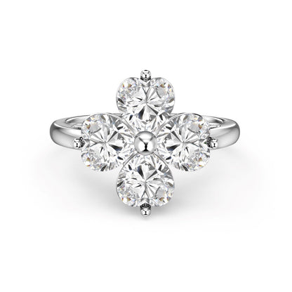 [Polaidi Jewelry]Heart-shaped Four-Leaf Clover Ball Ring