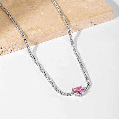 [Polaidi Jewelry]2.0 Carat Sparkling Tennis Heart Cut Necklace