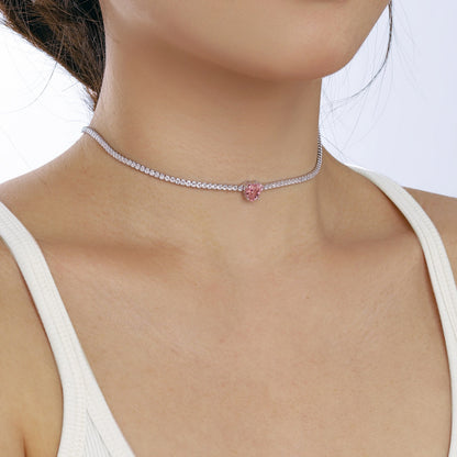 [Polaidi Jewelry]2.0 Carat Sparkling Tennis Heart Cut Necklace