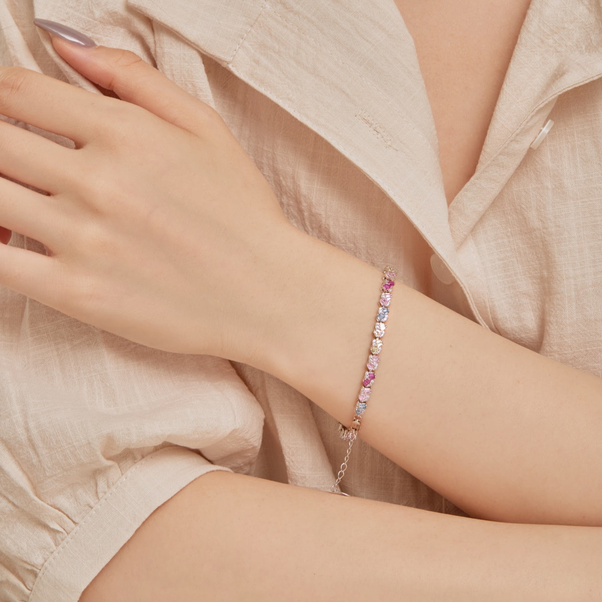 [Polaidi Jewelry]Ornate Colorful Flower Shape Party Bracelet