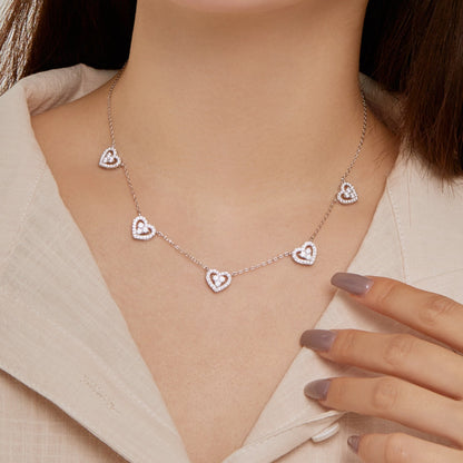 [Polaidi Jewelry]Sparkling Five Heart Necklace
