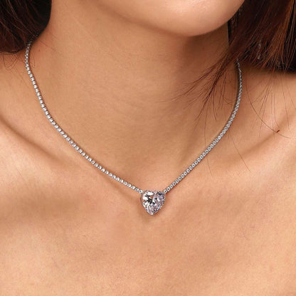 [Polaidi Jewelry]8.0 Carat Versatile Colorful Sweet Heart-Shaped Tennis Necklace