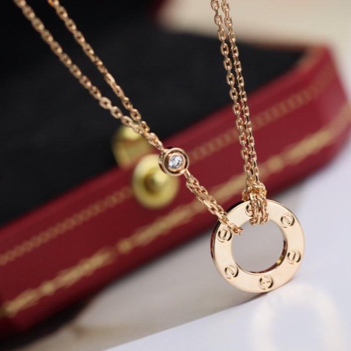 [Polaidi Jewelry]LOVE NECKLACE ADJUSTABLE ROSE GOLD 2 DIAMOND