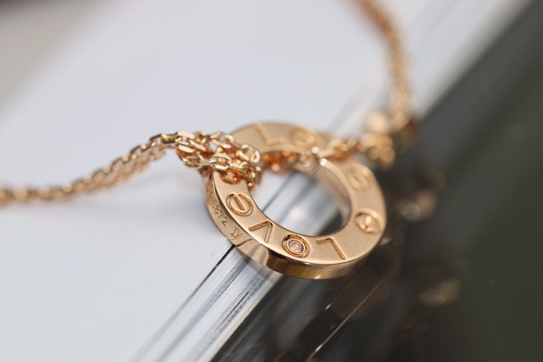 [Polaidi Jewelry]LOVE NECKLACE ADJUSTABLE ROSE GOLD 2 DIAMOND