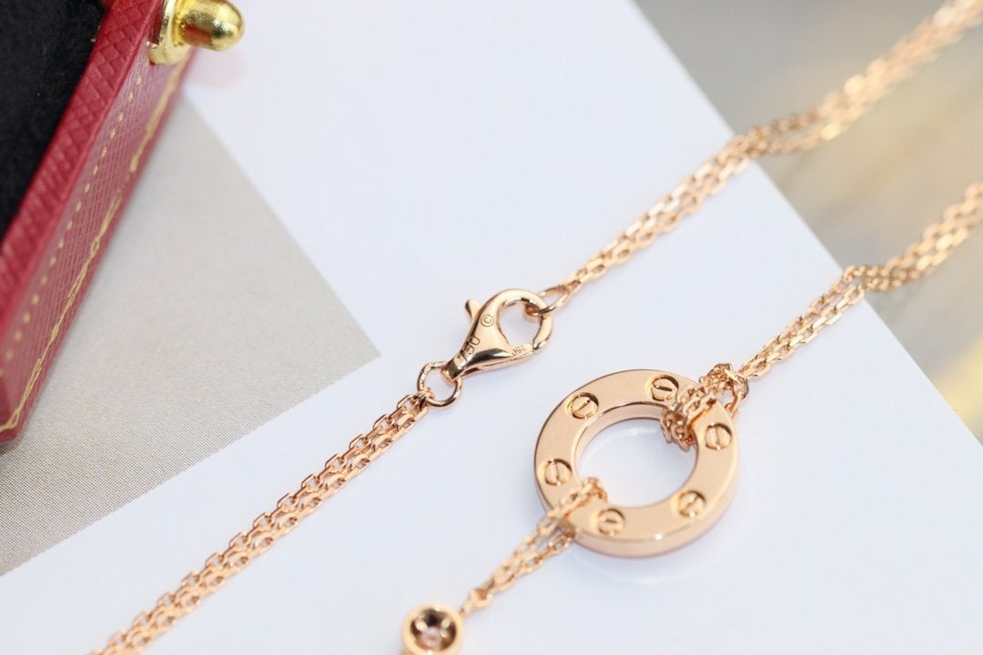 [Polaidi Jewelry]LOVE NECKLACE ADJUSTABLE ROSE GOLD 2 DIAMOND