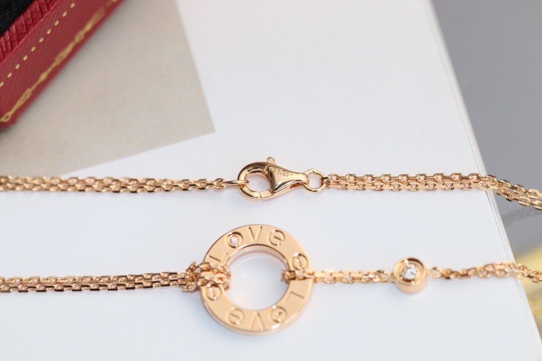 [Polaidi Jewelry]LOVE NECKLACE ADJUSTABLE ROSE GOLD 2 DIAMOND