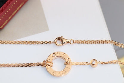 [Polaidi Jewelry]LOVE NECKLACE ADJUSTABLE ROSE GOLD 2 DIAMOND