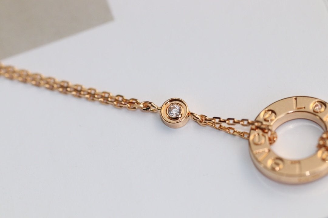 [Polaidi Jewelry]LOVE NECKLACE ADJUSTABLE ROSE GOLD 2 DIAMOND