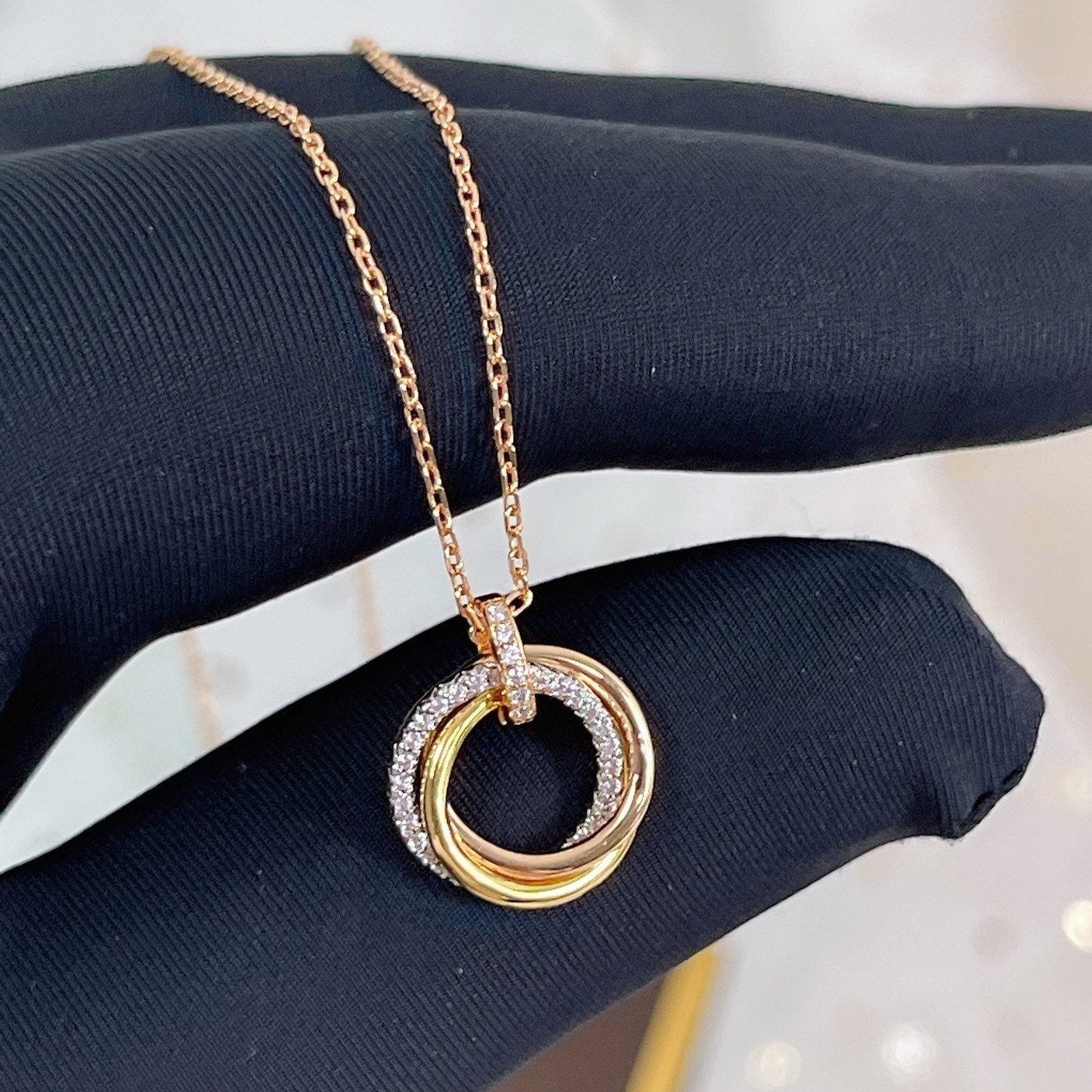 [：Polaidi Jewelry]TRINITY NECKLACE SILVER GOLD PINK GOLD DIAMONDS