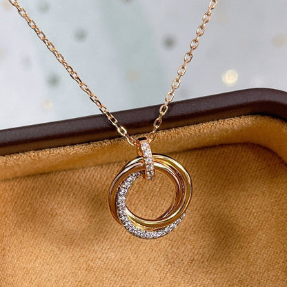 [Polaidi Jewelry]TRINITY NECKLACE SILVER GOLD PINK GOLD DIAMONDS