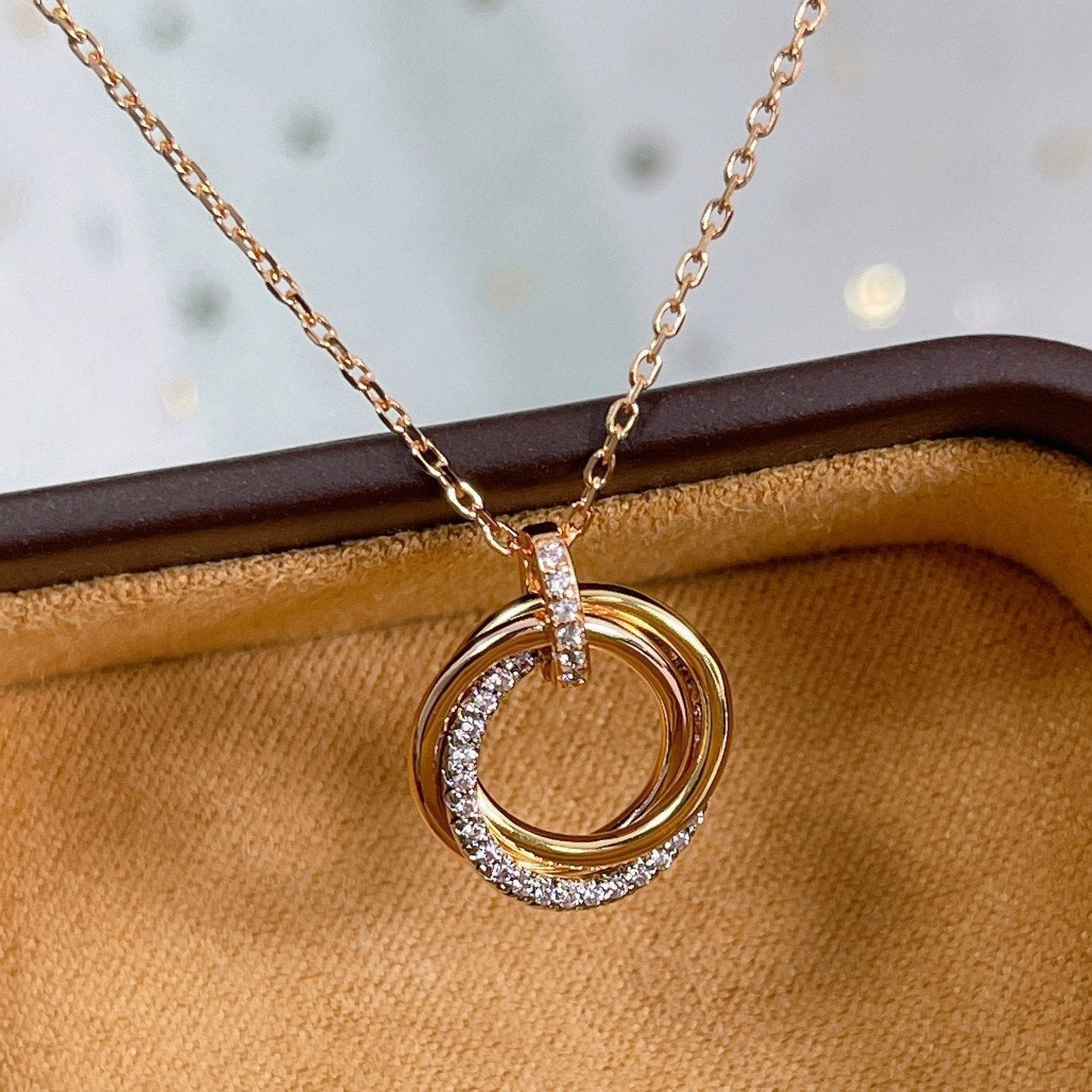 [：Polaidi Jewelry]TRINITY NECKLACE SILVER GOLD PINK GOLD DIAMONDS