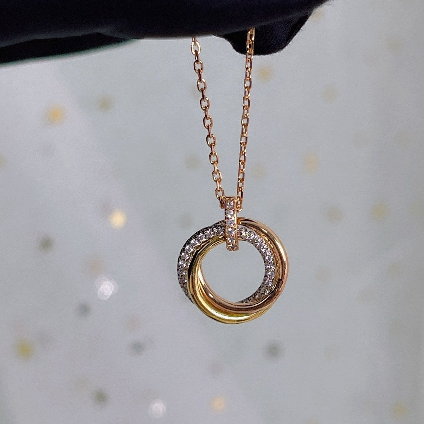 [：Polaidi Jewelry]TRINITY NECKLACE SILVER GOLD PINK GOLD DIAMONDS