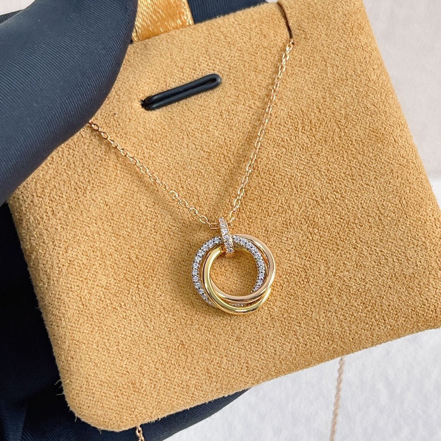 [：Polaidi Jewelry]TRINITY NECKLACE SILVER GOLD PINK GOLD DIAMONDS