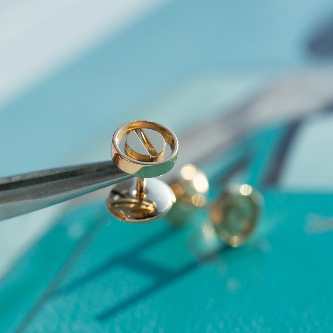 [：Polaidi Jewelry]LOVE EARRINGS PINK GOLD 10MM