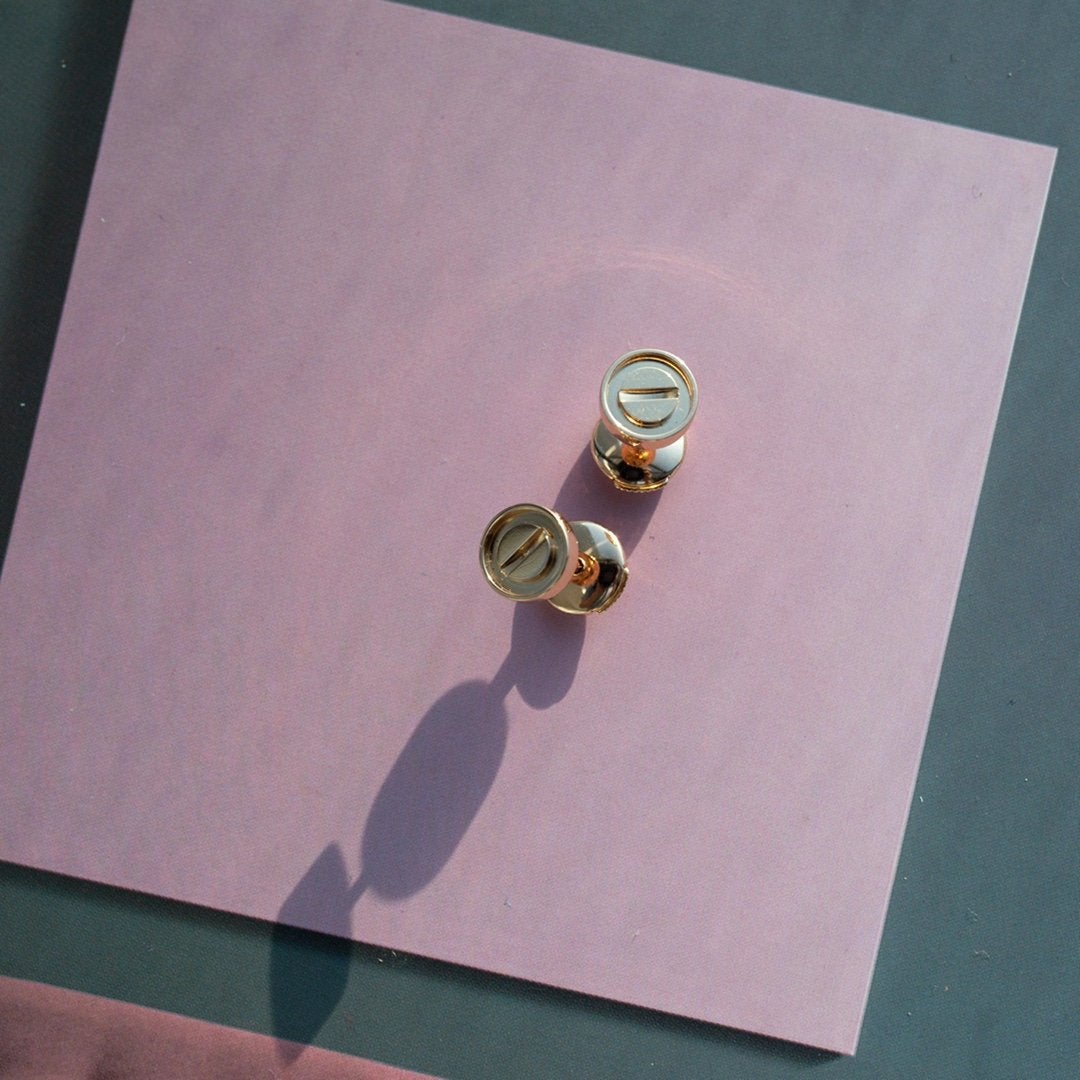 [：Polaidi Jewelry]LOVE EARRINGS PINK GOLD 10MM