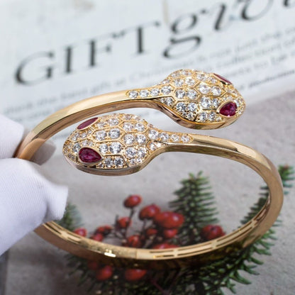 [Polaidi Jewelry]SERPENTI BRACELET PINK GOLD DIAMOND DOUBLE SNAKE