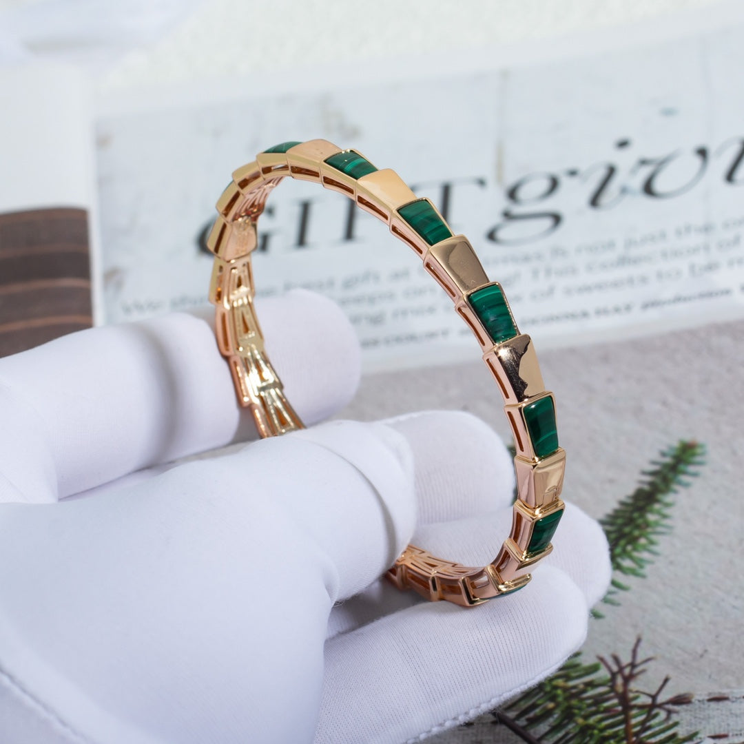 [Polaidi Jewelry]SERPENTI BRACELET PINK GOLD MALACHITE