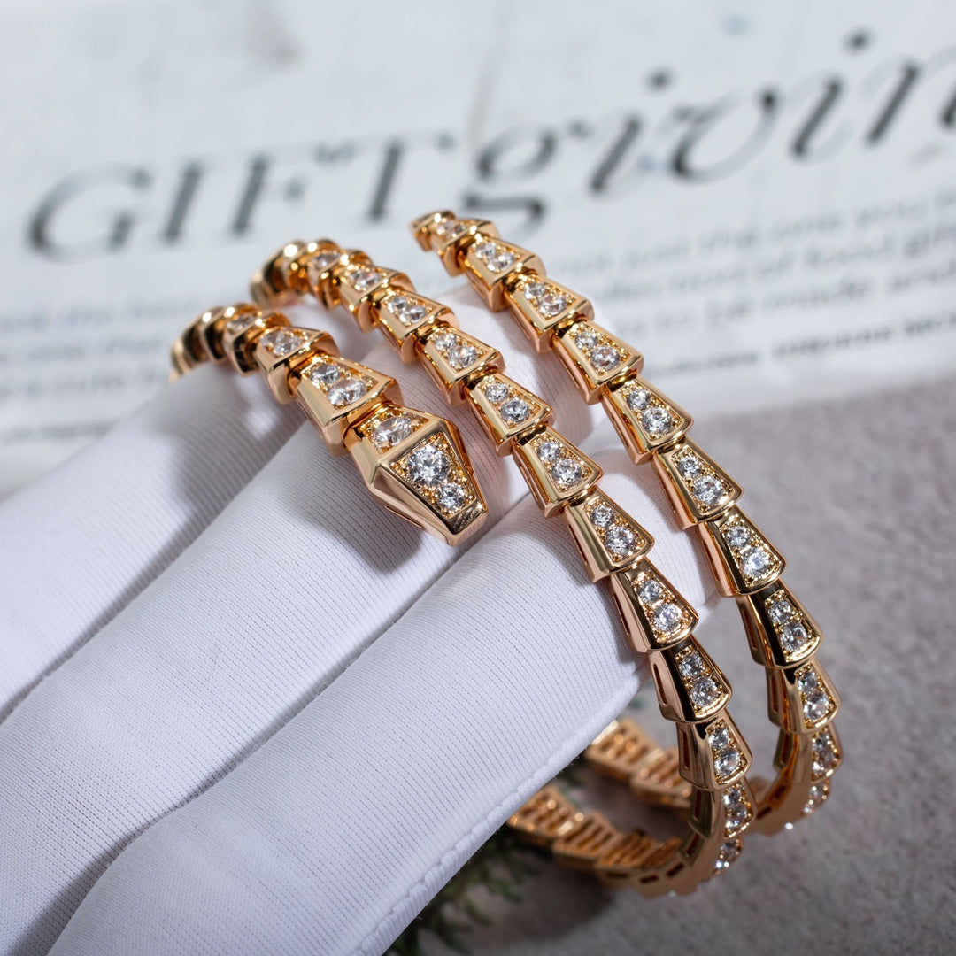 [Polaidi Jewelry]SERPENTI BRACELET PINK GOLD DIAMOND DOUBLE ROW