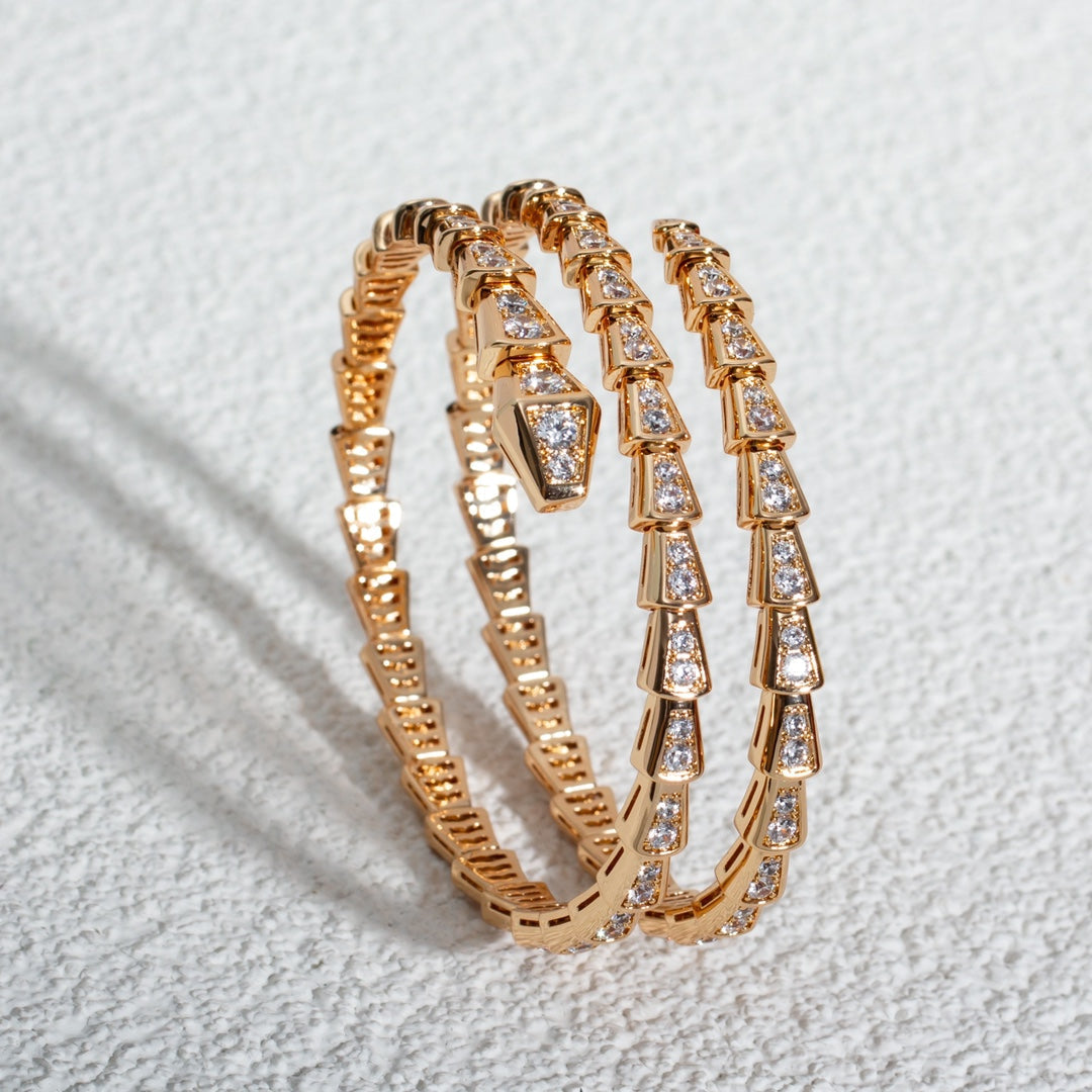 [Polaidi Jewelry]SERPENTI BRACELET PINK GOLD DIAMOND DOUBLE ROW