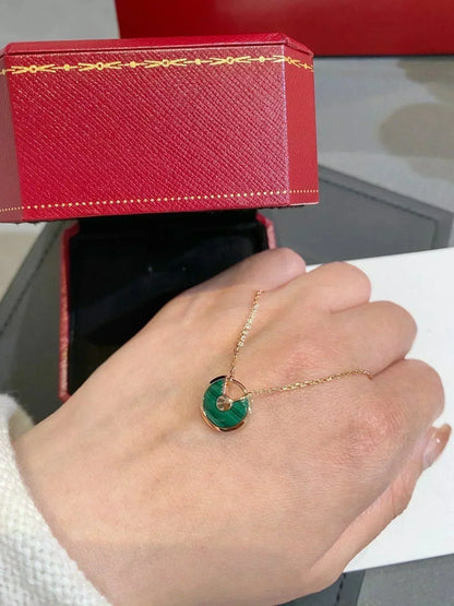 [Polaidi Jewelry]AMULETTE ROSE GOLD MALACHITE NECKLACE