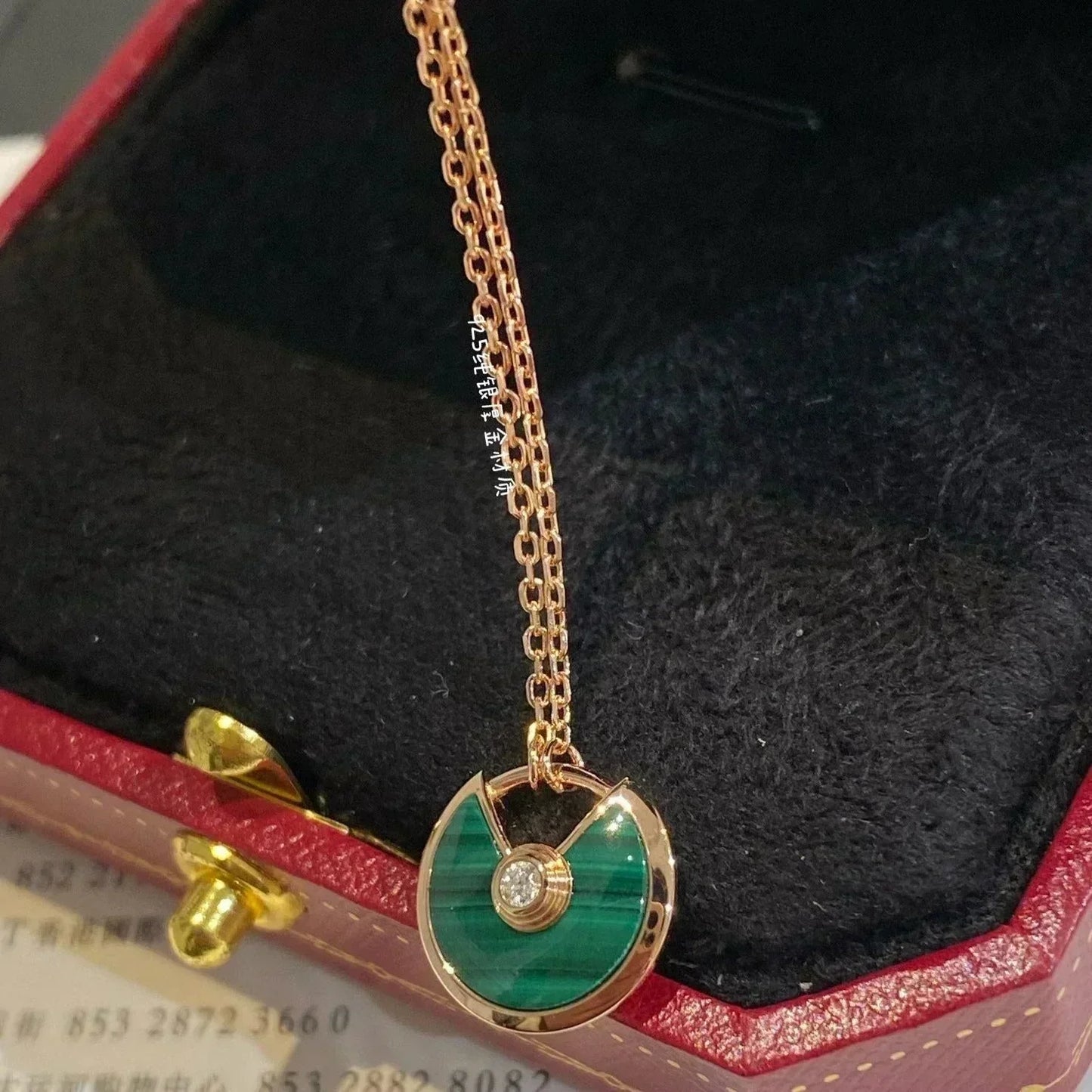 [Polaidi Jewelry]AMULETTE ROSE GOLD MALACHITE NECKLACE