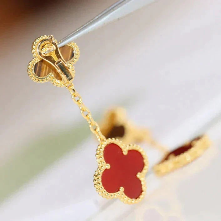 [Polaidi Jewelry]CLOVER  2 MOTIF  TIGER EYE CARNELIAN EARRINGS