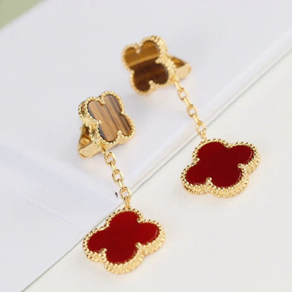[Polaidi Jewelry]CLOVER  2 MOTIF  TIGER EYE CARNELIAN EARRINGS