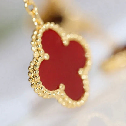 [：Polaidi Jewelry]クローバー 2モチーフ タイガーアイ カーネリアン イヤリング