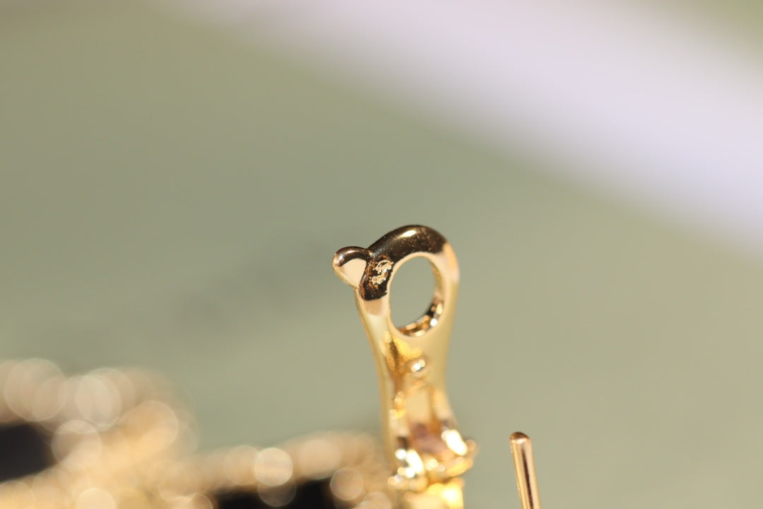 [：Polaidi Jewelry]CLOVER EARRINGS GOLD ONYX MOP 3 MOTIF